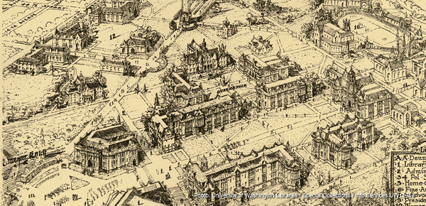 historical illustration of uw campus