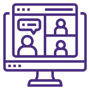 computer with meeting interface icon
