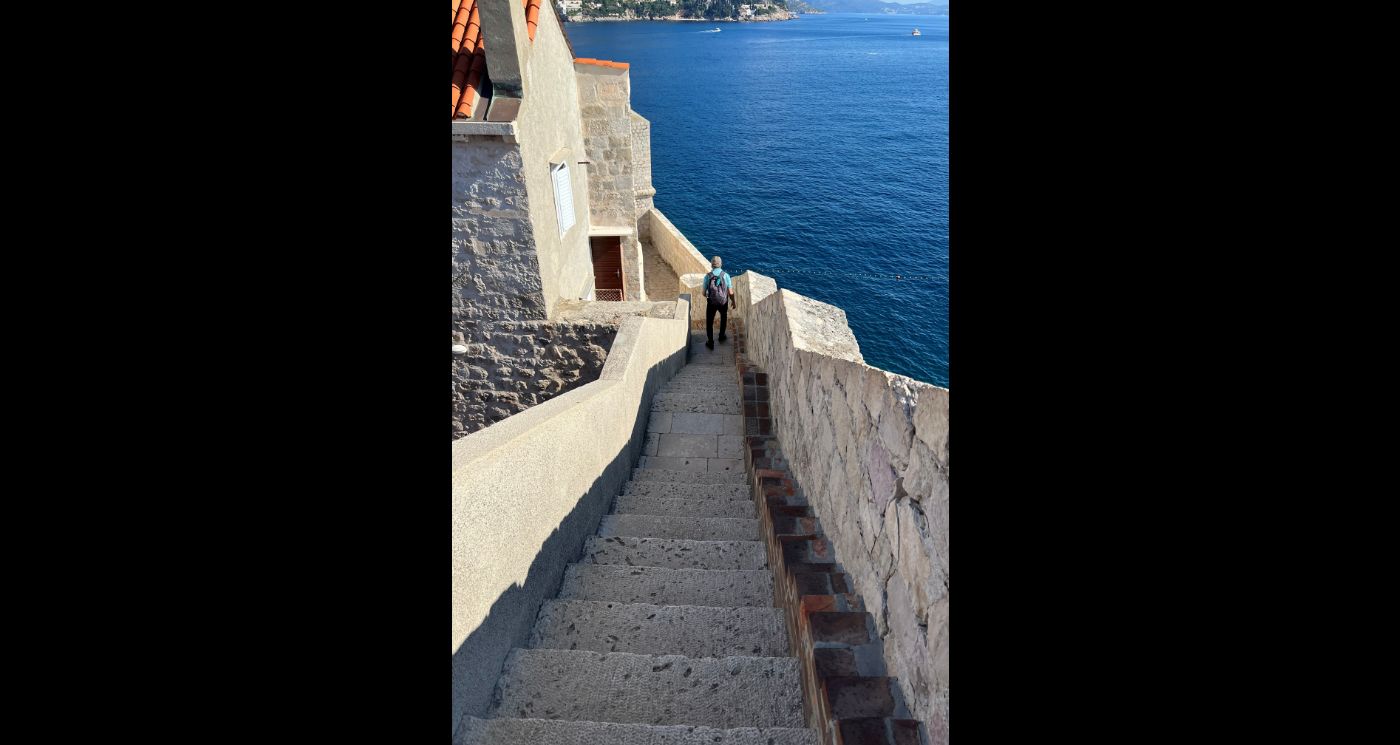 photo of a stairway and ocean